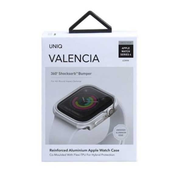 UNIQ Tok Valencia Apple Watch Series 4/5/6/SE 40mm. védőfólia ezüst kerettel