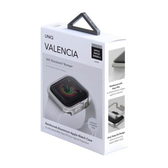 UNIQ Tok Valencia Apple Watch Series 4/5/6/SE 40mm. védőfólia ezüst kerettel
