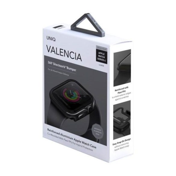 UNIQ Tok Valencia Apple Watch Series 4/5/6/SE 44mm. védőfólia szürke kerettel