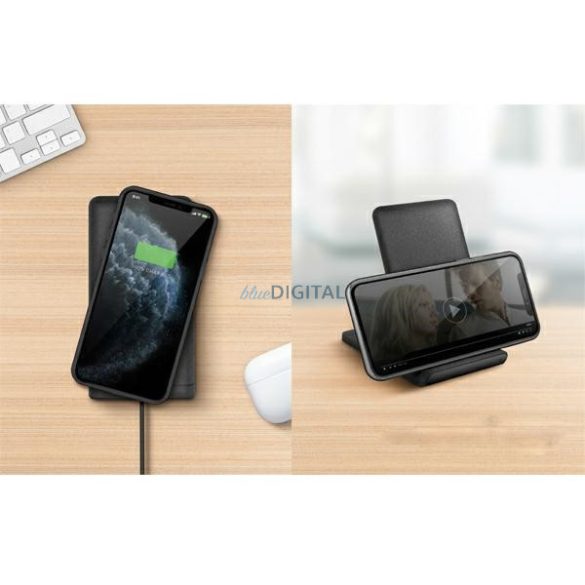 UNIQ Vertex Duo vezeték nélküli töltő 2in1 15W gyors töltés szénszürke