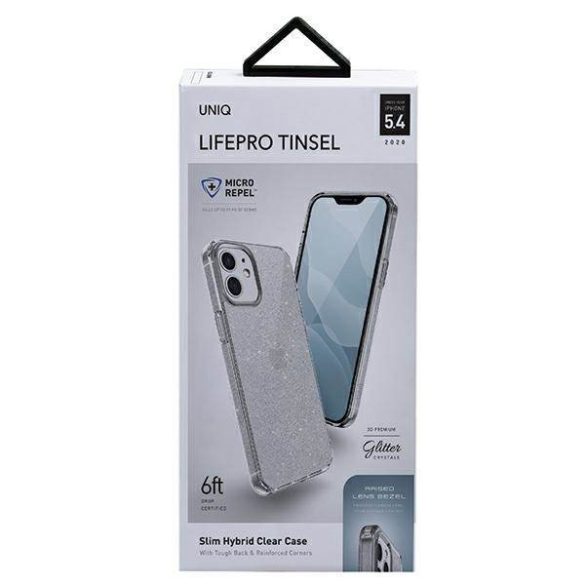 UNIQ Tok LifePro Tinsel iPhone 12 mini 5,4" átlátszó tok