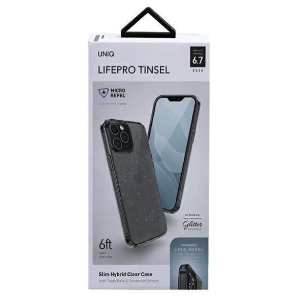 UNIQ Tok LifePro Tinsel iPhone 12 Pro Max 6,7" fekete/füstös szürke tok