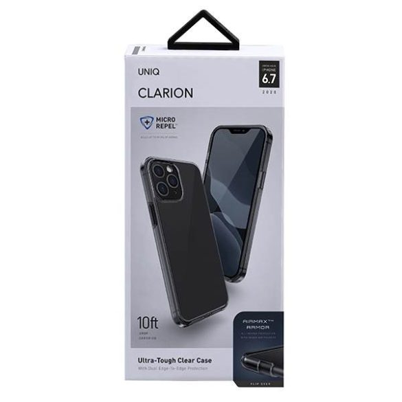 UNIQ Tok Clarion iPhone 12 Pro Max 6,7" fekete/füstös szürke antimikrobiális tok 