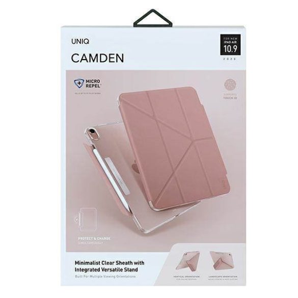 UNIQ Tok Camden iPad Air 10,9" (2020) rózsaszín antimikrobiális tok