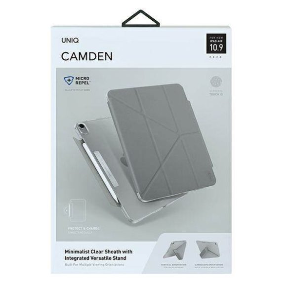 UNIQ Tok Camden iPad Air 10,9" (2020) szürke antimikrobiális tok