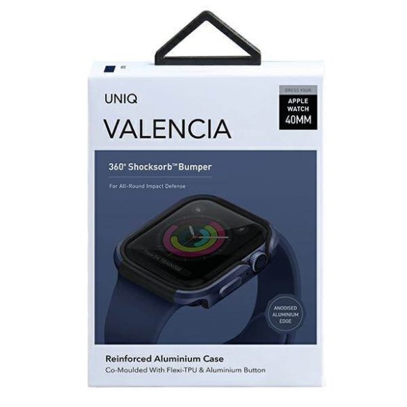 UNIQ Tok Valencia Apple Watch Series 4/5/6/SE 40mm. védőfólia kék kerettel