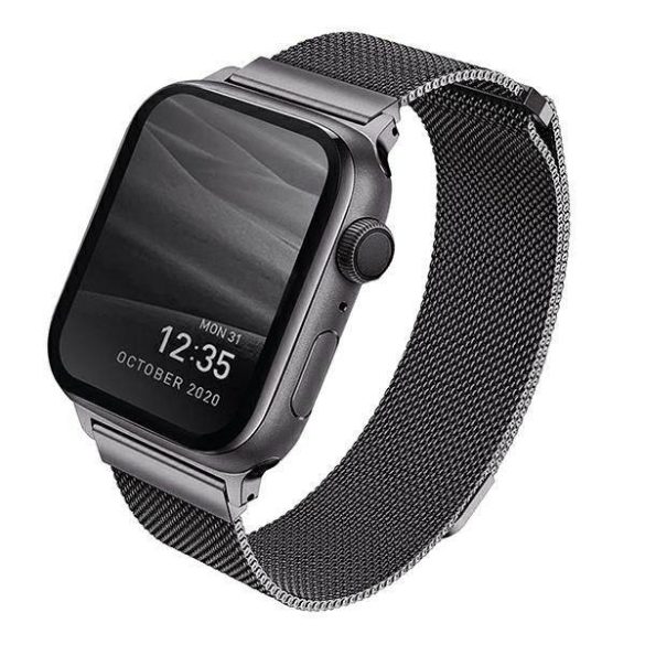 UNIQ óraszíj Dante Apple Watch Series 1/2/3/4/4/5/6/7/8/9/SE/SE2 42/44/45mm rozsdamentes acél grafit