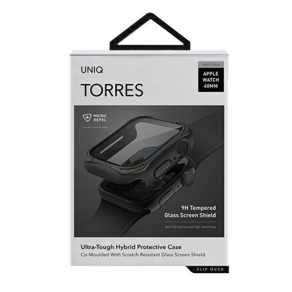 UNIQ Tok Torres Apple Watch Series 4/5/6/SE 40mm. védőfólia fekete kerettel