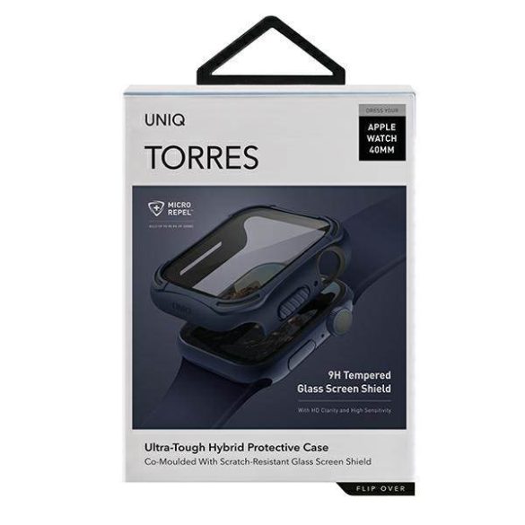 UNIQ Tok Torres Apple Watch Series 4/5/6/SE 40mm. védőfólia kék kerettel