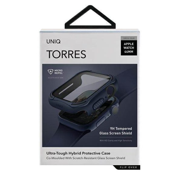 UNIQ Tok Torres Apple Watch Series 4/5/6/SE 44mm. védőfólia kék kerettel