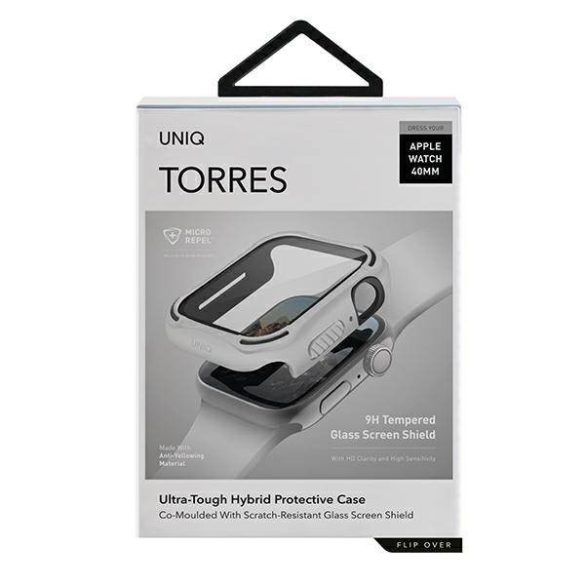 UNIQ Tok Torres Apple Watch Series 4/5/6/SE 40mm. védőfólia fehér kerettel