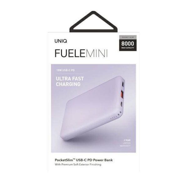 UNIQ Powerbank Fuele mini 8000mAh USB-C 18W PD gyorstöltés levendula