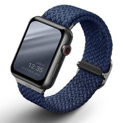   UNIQ óraszíj Aspen Apple Watch 44/42/45 mm Series 1/2/3/4/4/5/6/7/8/9/SE/SE2 fonott oxford kék