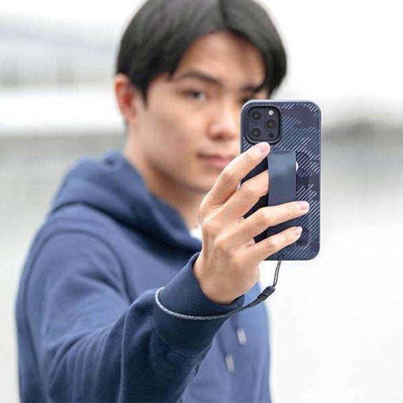 UNIQ Tok Heldro iPhone 12/12 Pro 6,1" kék terepmintás antimikrobiális tok
