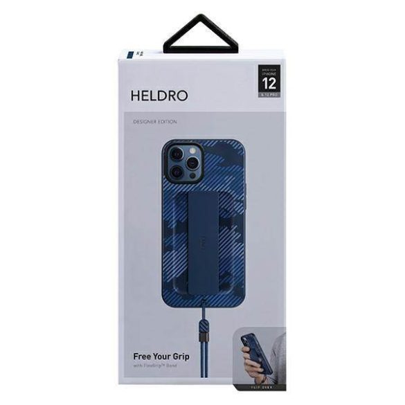 UNIQ Tok Heldro iPhone 12/12 Pro 6,1" kék terepmintás antimikrobiális tok