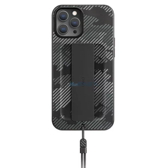 UNIQ Tok Heldro iPhone 12/12 Pro 6,1" fekete/szürke terepmintás antimikrobiális tok