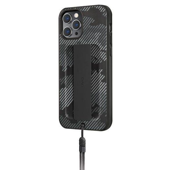 UNIQ Tok Heldro iPhone 12 Pro Max 6,7" fekete/szürke terepmintás antimikrobiális tok