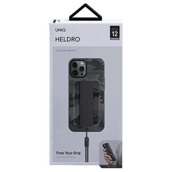 UNIQ Tok Heldro iPhone 12 Pro Max 6,7" fekete/szürke terepmintás antimikrobiális tok