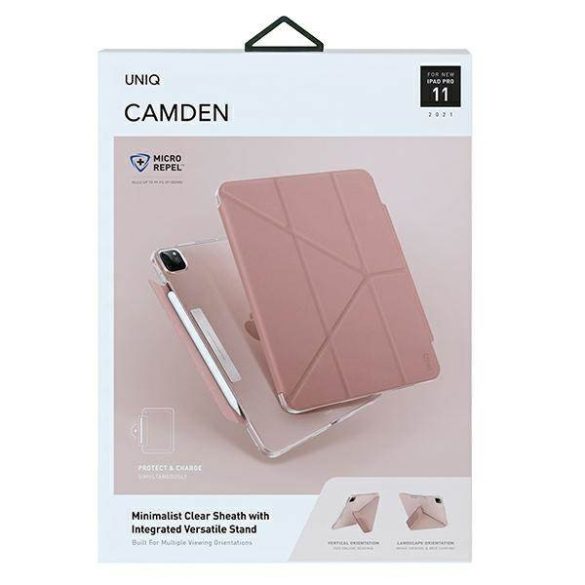 UNIQ Tok Camden iPad Pro 11" (2021) rózsaszín antimikrobiális tok