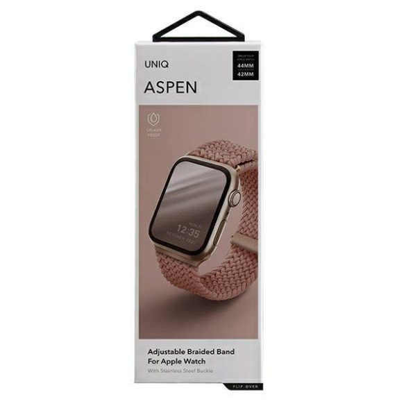 UNIQ óraszíj Aspen Apple Watch 44/42/45 mm Series 1/2/3/4/4/5/6/7/8/9/SE/SE2 fonott grapefruit rózsaszínű
