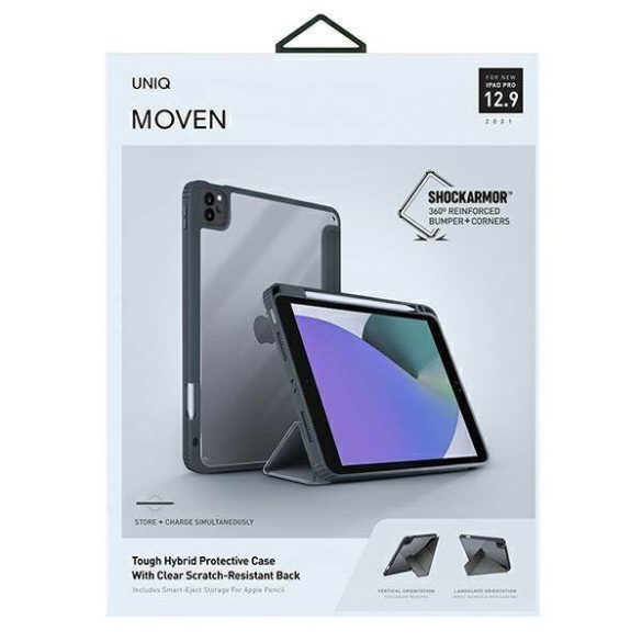 UNIQ Tok Moven iPad Pro 12,9" (2021) antimikrobiális szürke tok