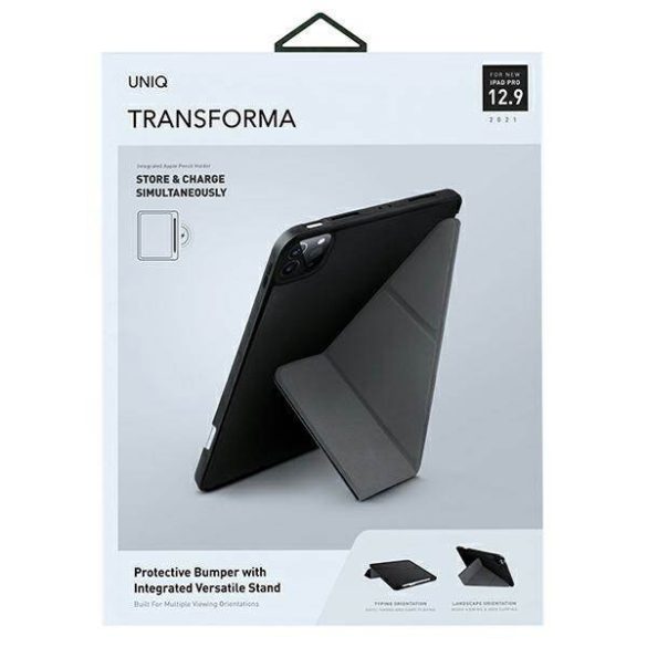 UNIQ Tok Transforma iPad Pro 12,9" (2021) antimikrobiális fekete tok