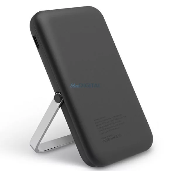 UNIQ Hoveo 5000 mAh-s powerbank, USB-C, 20 W-os PD gyorstöltés, vezeték nélküli, mágneses, szénszürke