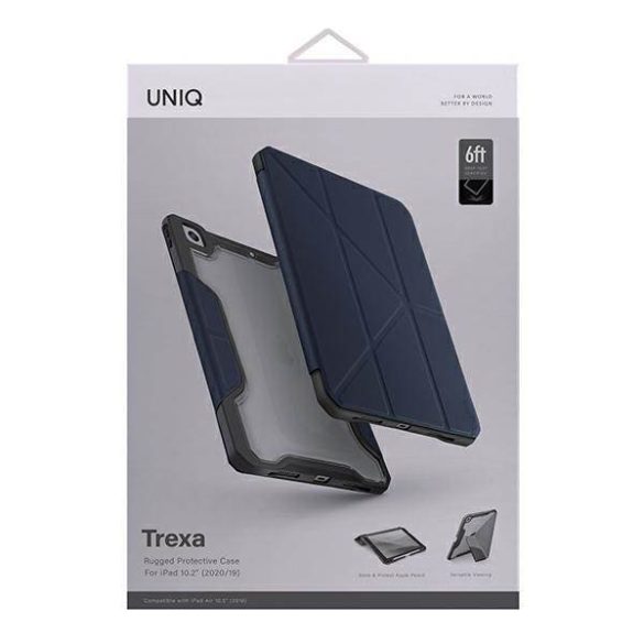 UNIQ Tok Trexa iPad 10.2" 2021/2020/ 2019 antimikrobiális kék tok