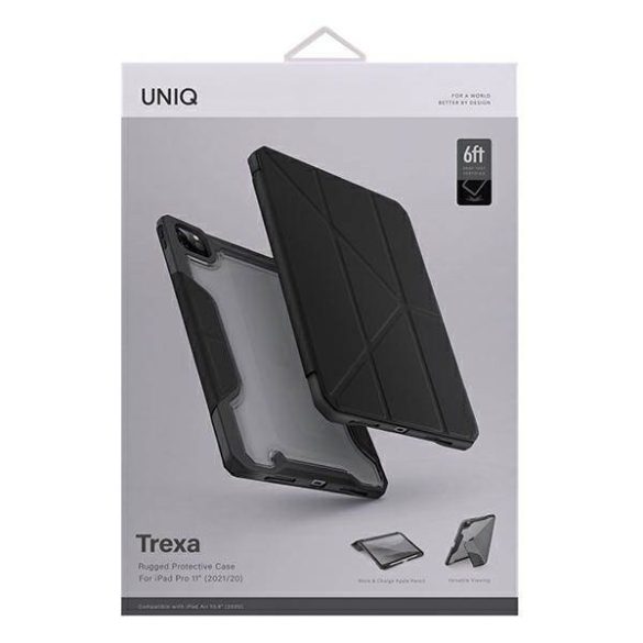 UNIQ Tok Trexa Trexa iPad Pro 11" 2021/2020 antimikrobiális fekete tok