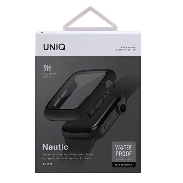 UNIQ Tok Nautic Apple Watch Series 4/5/6/SE 40 mm védőfólia fekete kerettel