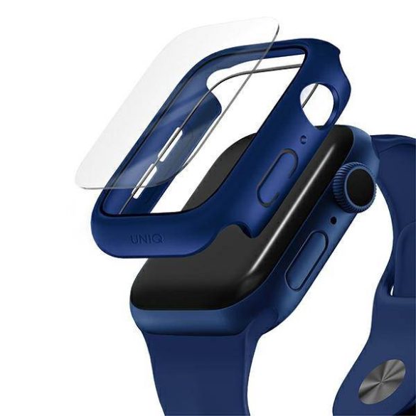 UNIQ Tok Nautic Apple Watch Series 4/5/6/SE 40mm védőfólia kék kerettel