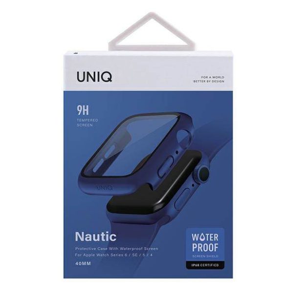 UNIQ Tok Nautic Apple Watch Series 4/5/6/SE 40mm védőfólia kék kerettel