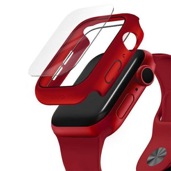 UNIQ Tok Nautic Apple Watch Series 4/5/6/SE 40mm védőfólia piros kerettel