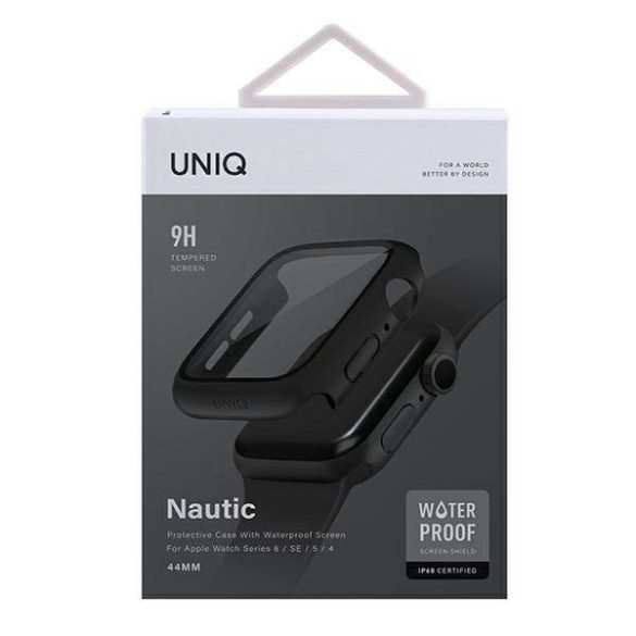 UNIQ Tok Nautic Apple Watch Series 4/5/6/SE 44 mm védőfólia fekete kerettel