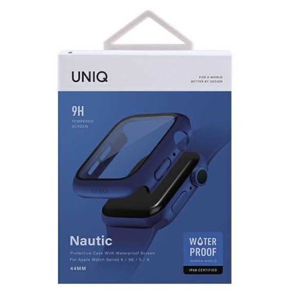 UNIQ Tok Nautic Apple Watch Series 4/5/6/SE 44mm védőfólia kék kerettel