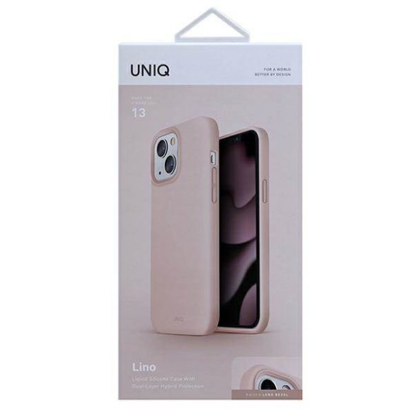 UNIQ etui Lino iPhone 13 / 14 / 15 6,1" rózsaszín tok