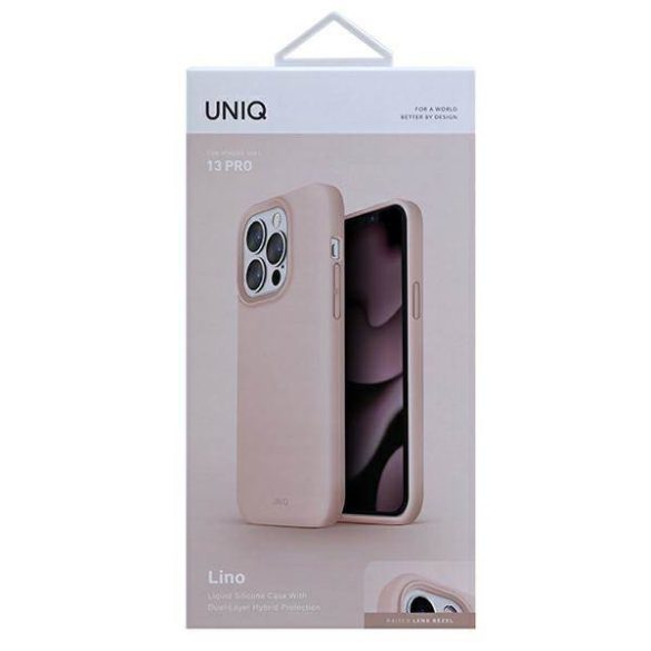 UNIQ Tok Lino iPhone 13 Pro / 13 6,1" pirosas rózsaszín tok