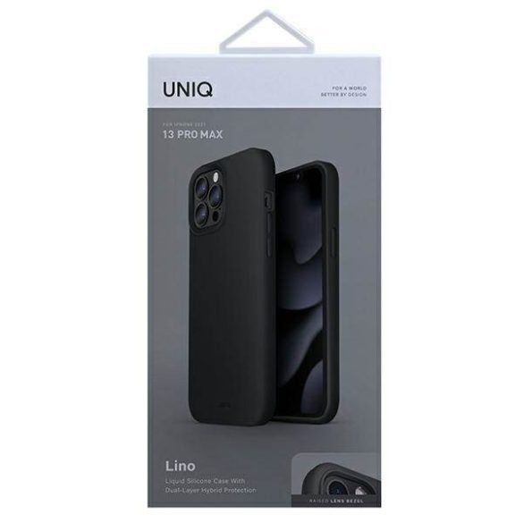 UNIQ Tok Lino iPhone 13 Pro Max 6,7" fekete tok