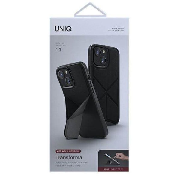 UNIQ etui Transforma iPhone 13 / 14 / 15 6,1" ébenfekete MagSafe tok