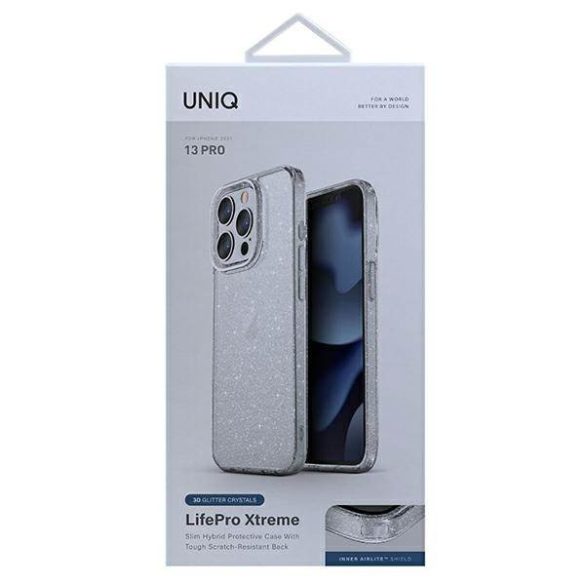 UNIQ Tok LifePro Xtreme iPhone 13 Pro / 13 6,1" fényes csillogó átlátszó tok