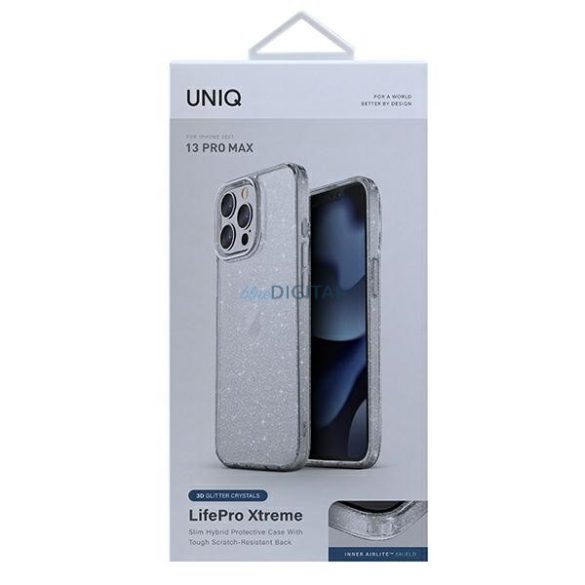 UNIQ LifePro Xtreme tok iPhone 13 Pro Max - átlátszó csillogós