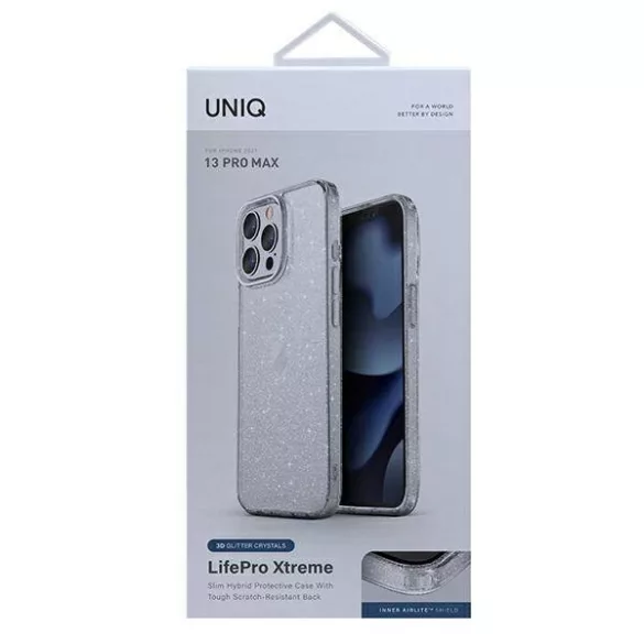 UNIQ LifePro Xtreme tok iPhone 13 Pro Max - átlátszó csillogós
