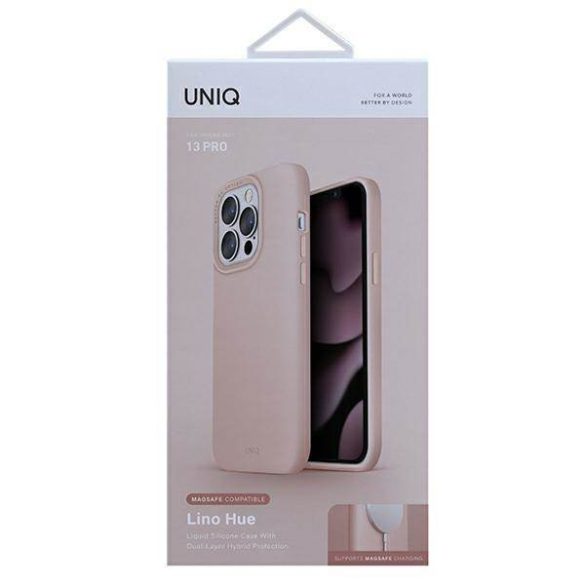 UNIQ Tok Lino Hue iPhone 13 Pro / 13 6,1" rózsaszín MagSafe tok