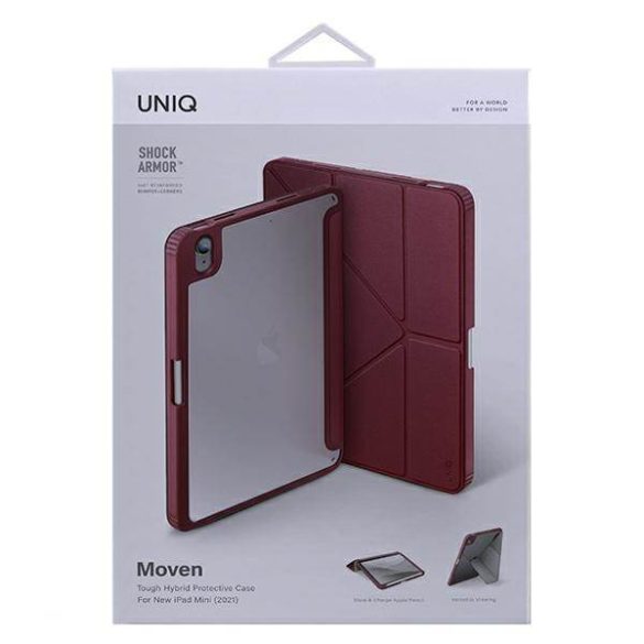 UNIQ Tok Moven iPad Mini (2021) antimikrobiális bordó tok (2021)