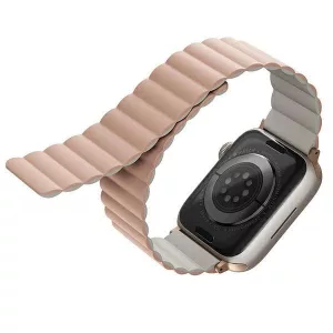 UNIQ Revix szíj Apple Watch Series 1-8/SE/SE2/SE3 38/40/41mm fordítható mágneses mágneses rózsaszín-bézs