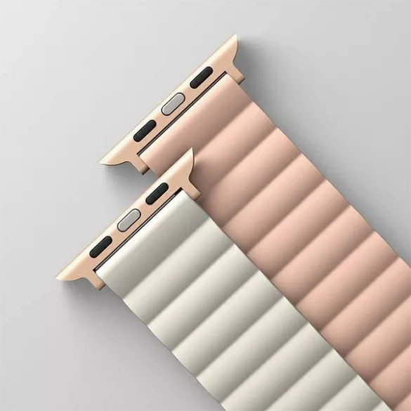 UNIQ Revix szíj Apple Watch Series 1-8/SE/SE2/SE3 38/40/41mm fordítható mágneses mágneses rózsaszín-bézs