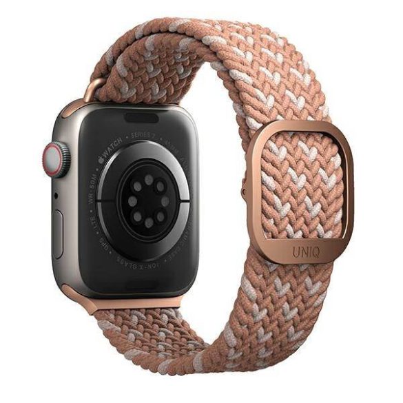 UNIQ óraszíj Aspen Apple Watch 40/38/41mm Series 1/2/3/4/5/6/7/8/9/SE/SE2 fonott DE citrus rózsaszínű