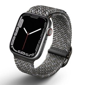 UNIQ óraszíj Aspen Apple Watch 44/42/45 mm Series 1/2/3/4/4/5/6/7/8/9/SE/SE2 fonott DE pebble szürke