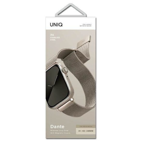 UNIQ óraszíj Dante Apple Watch Series 1/2/3/4/4/5/6/7/8/9/SE/SE2 38/40/41mm rozsdamentes acél csillagfény
