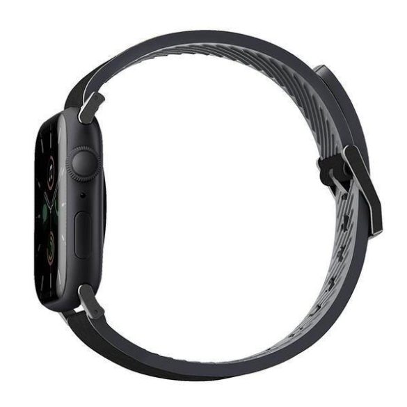UNIQ óraszíj Straden Apple Watch Series 1/2/3/4/4/5/6/7/8/9/SE/SE2/Ultra/Ultra 2 42/44/45/49mm. Bőr hibrid szíj fekete